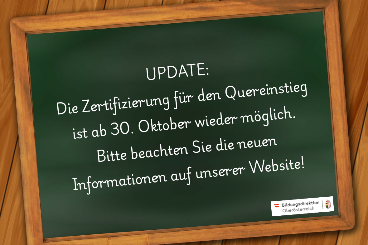  Zertifizierung für den Quereinstieg ab 30. Oktober wieder möglich